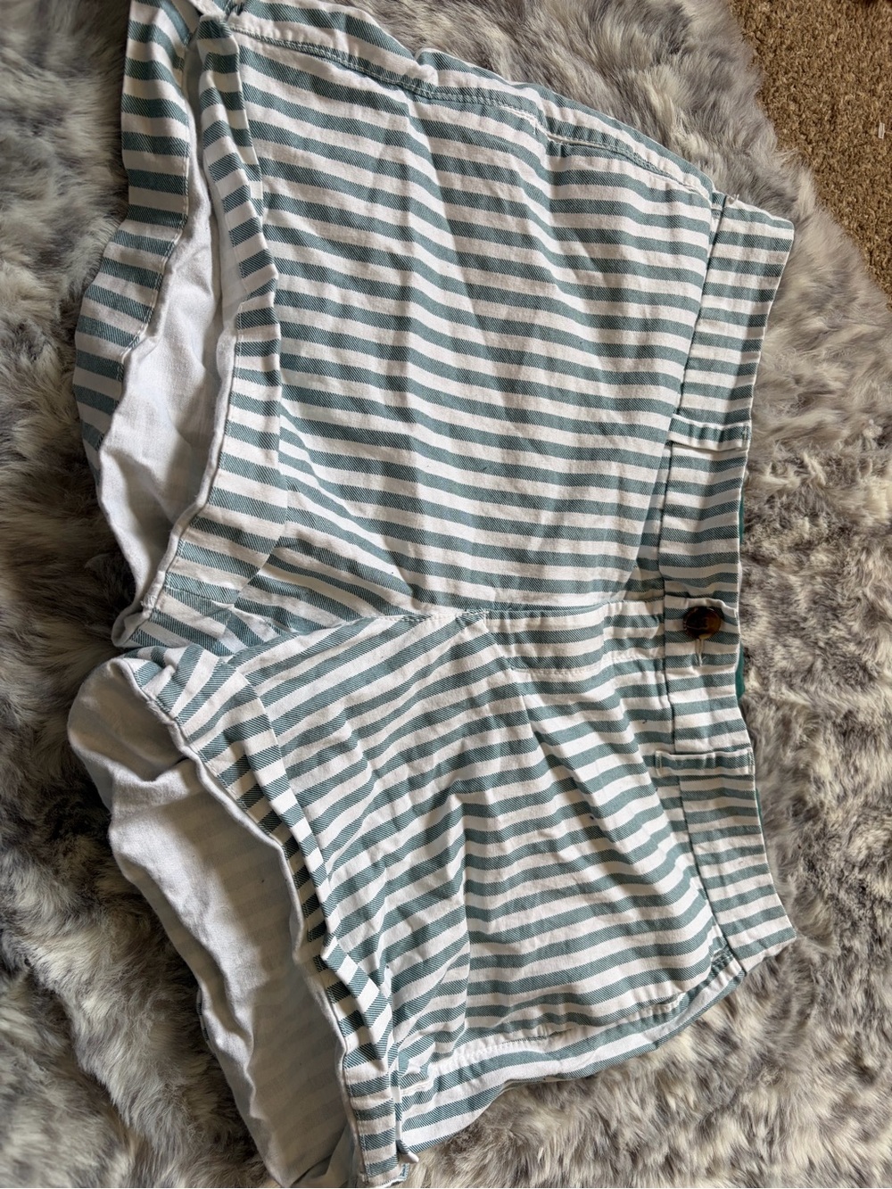 Old Navy Women's Striped Teal and White Cargo Shorts